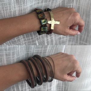 Wooden & Gold Toned Bracelets and Bangles